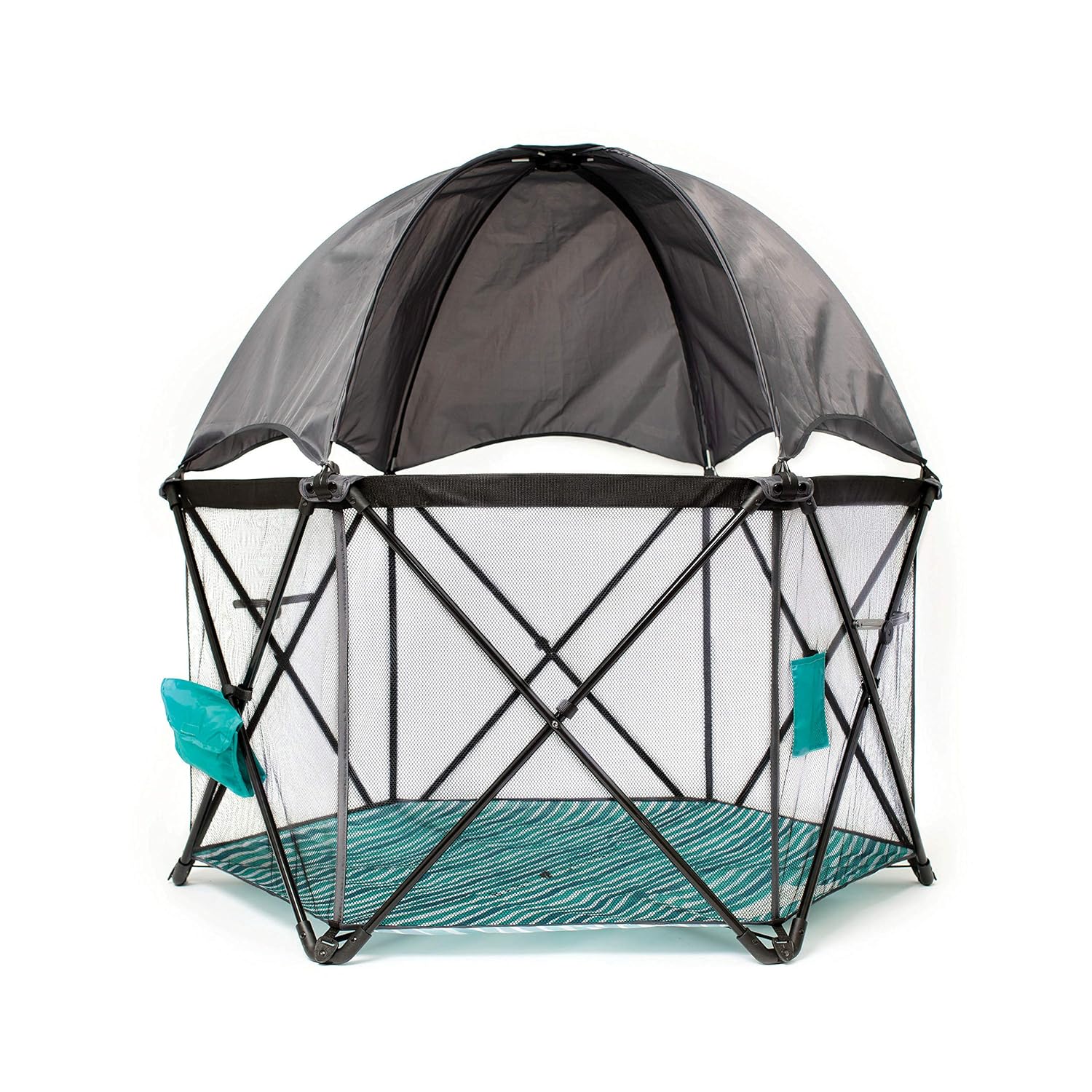 Baby Delight Go With Me Eclipse Mesh Portable Playard | Playpen | Sun Canopy | Indoor and Outdoor | Watercolor Stripe Base