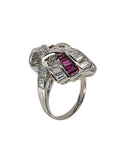 Natural Ruby Diamond Platinum Ring
