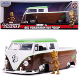 Jada Toys Marvel Guardians Of The Galaxy. Groot And 1963 Volkswagen Bus Pickup Die Cast