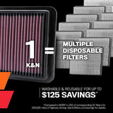 K&N Engine Air Filter High Performance Premium Washable Replacement Car Air Filter