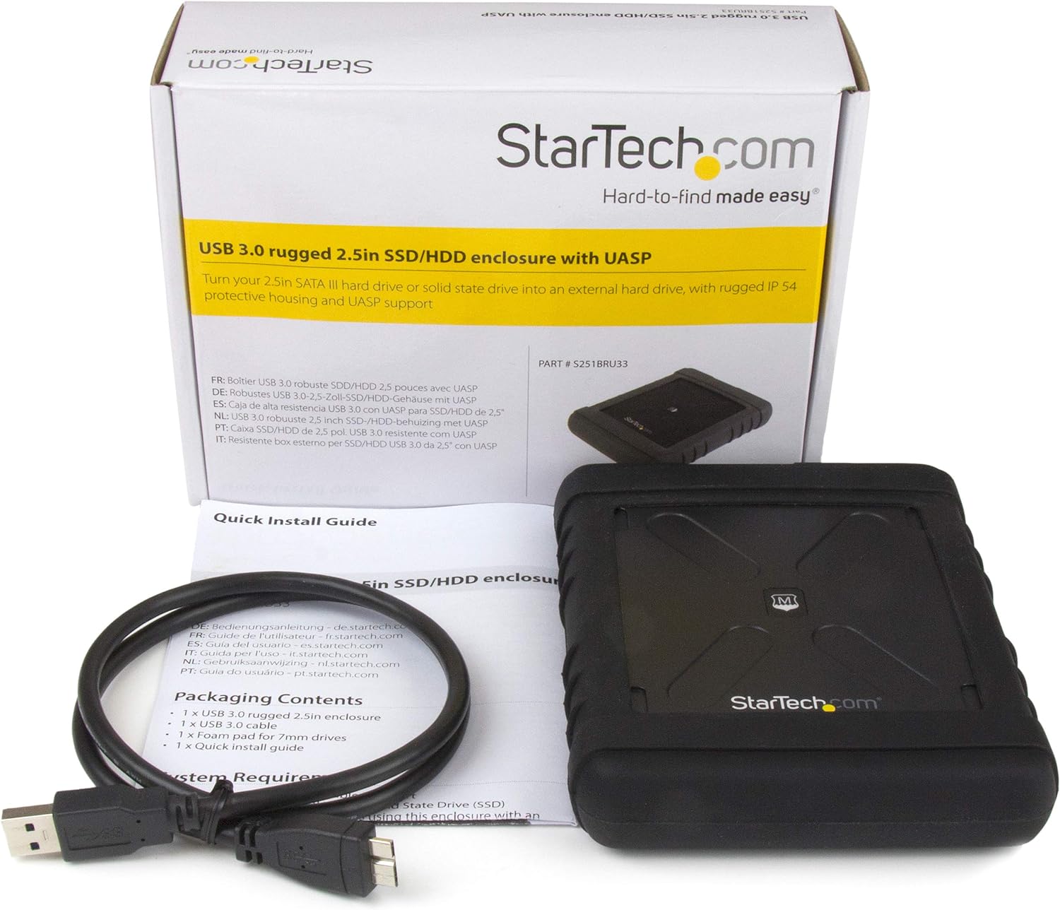 StarTech.com USB 3.0 to 2.5in SATA SSD HDD Enclosure S251BRU33