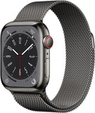 Apple Watch Series 8 GPS Plus Cellular 41mm Smart WatchGraphite Stainless Steel Case With Graphite Milanese Loop