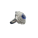 GIA Certified Unheated Blue Sapphire & Diamond Ring set in PT900