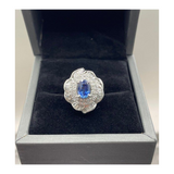 GIA Certified Unheated Blue Sapphire & Diamond Ring set in PT900