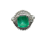 Emerald (Colombia) & Diamond Ring PT900 Setting with Cert