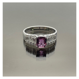 Natural Purple Sapphire (Unheated) & Diamond Ring PT900 Setting with Cert