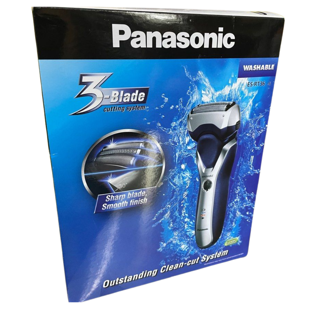 Panasonic ES-RT36-S451 3-Blade Men's Shaver, Washable, Rechargeable, 100-240V, Silver/Blue