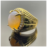 18K Yellow Gold Men’s Opal & Diamond Ring with Cert