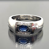 750 WG Blue Sapphire Diamond Men's Ring (POH HENG)
