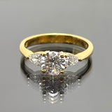 850YG Diamond D1=0.83cts H Color, VVS2, PD2=0.37cts Lady Ring With Cert