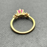 750 Yellow Gold Pink Sapphire and Amethyst Ring