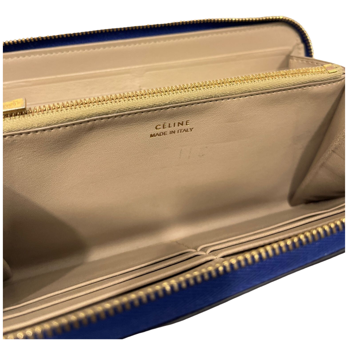 Celine Wallet Long Blue Leather