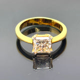50% Off! 18K Yellow Gold Princess Cut Diamond D1=1.82ct Ring