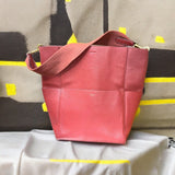 Celine Soft Grained Calfskin Sangle Bucket Bag Red