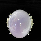 PT900 Lavender Jade=48.84ct Diamond=0.78ct Ring with Cert Size:17 (24.7gm)