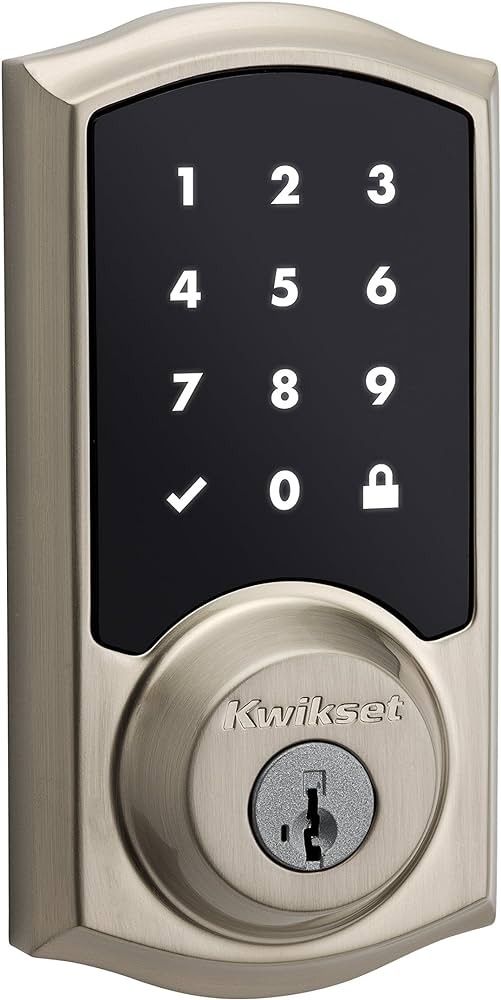 Kwikset 99160-002 916 Z-Wave SmartCode Touchscreen Electronic Deadbolt, Featuring SmartKey in Satin Nickel, Works with Alexa via SmartThings, Wink, or Iris