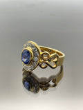 Natural Blue Sapphire & Diamond Ladies Ring set in 18K Yellow Gold
