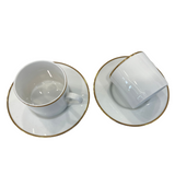 Tiffany & Co Cup D=6Cm Saucer D=12.5Cm Demitasse Coffee Cup&Saucer Wht W Silver Set Of 2