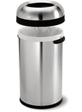 Simplehuman 60 Liter / 16 Gallon Bullet Open Top Trash Can, Commercial Grade Heavy Gauge, Brushed Stainless Steel