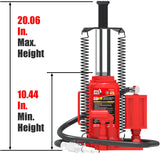 BIG RED TA92006 Torin Pneumatic Air Hydraulic Bottle Jack with Manual Hand Pump 20 Ton