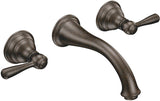 Moen T61070RB Kingsley Oil Rubbed Bronze 2 Handle Wall Mount Lavatory Lever Faucet
