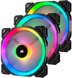 CORSAIR CO-9050072-WW Series LL120 RGB 120mm Dual Light Loop RGB LED PWM Fan 3 Fan Pack with Lighting Node Pro