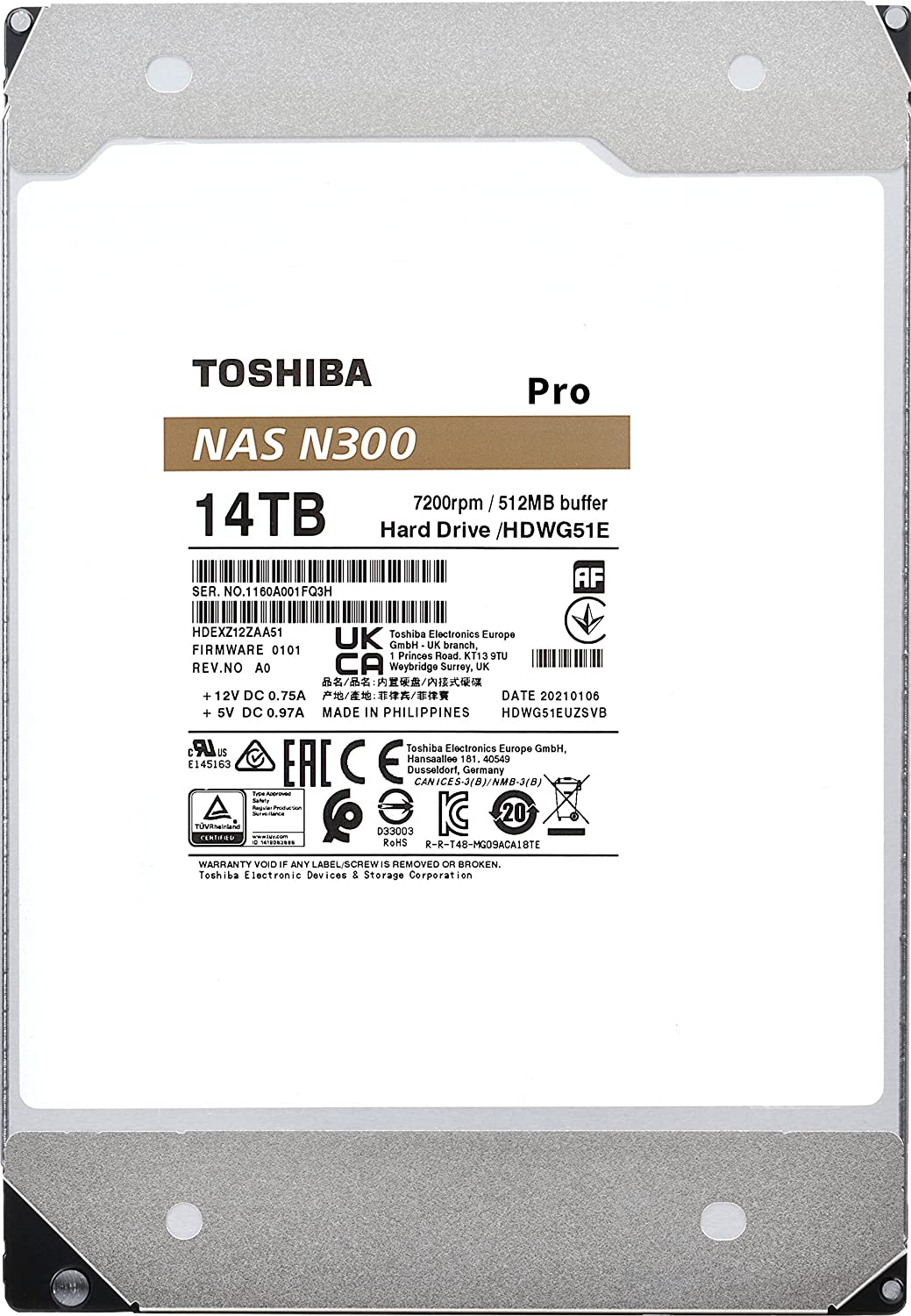 TOSHIBA HDWG51EXZSTB INTERNAL HARD DRIVE-14TB