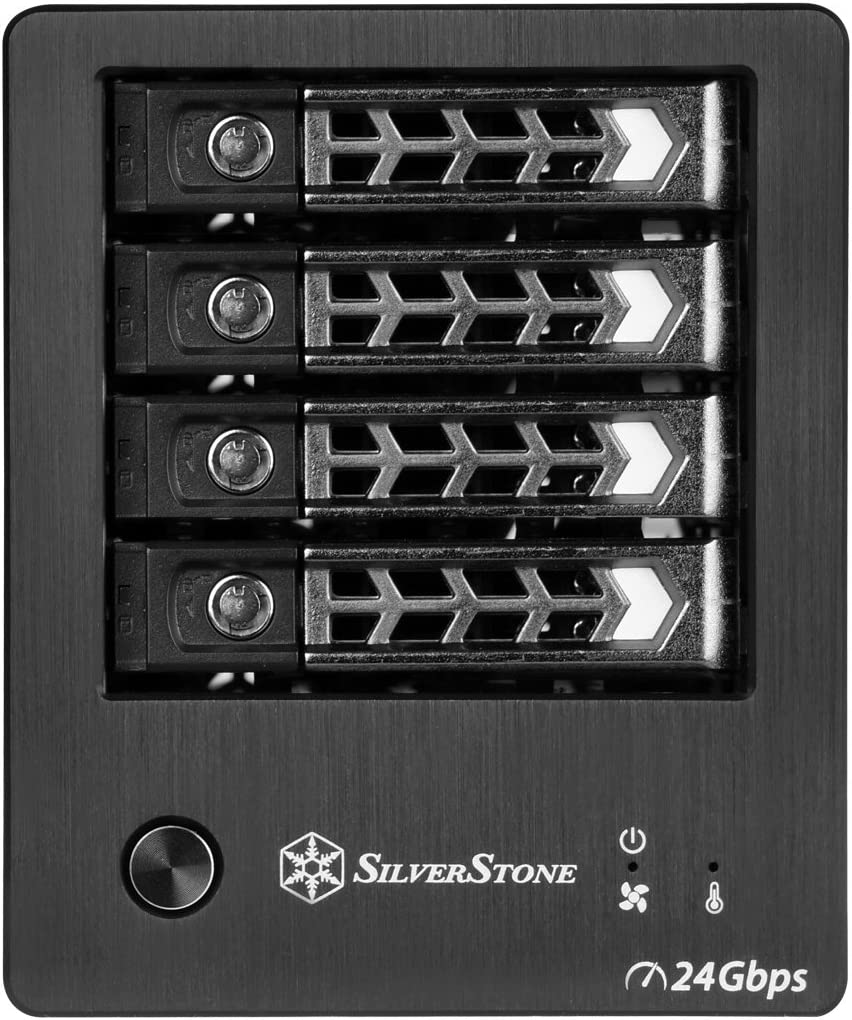 SilverStone Technology RL-TS421S SST-TS421S 4 Bay 2.5 SAS/SATA Hard Drive Enclosure to Mini-SAS SFF-8088 with Cables and Adapters