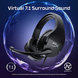 HyperX Cloud Stinger S Gaming Headset Virtual 7.1 Surround Sound Lightweight Memory Foam Soft Leatherette Durable Steel Sliders Swivel to Mute Noise Cancelling Microphone - 2 Small Tears On One Side Of The Ear Cushion