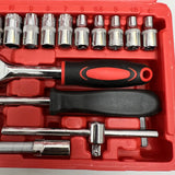 Car Repair Tool Kit 1/4Inch Socket Set Car Repair Tool Ratchet Torque Wrench Combo Auto Repairing Tool Set