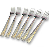YICAN High Grade Stainless Steel Fork 6 Piece Set gold accent