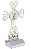 Precious Moments 172407 May His Light Shine in Your Heart Today & Always Boy First Communion Silver Zinc Alloy Cross with Stand
