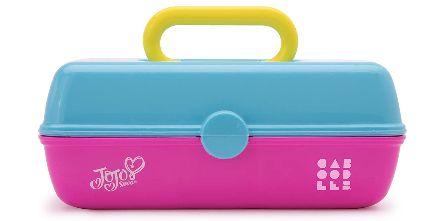 Caboodles Jojo Siwa - Pretty In Petite Makeup Organizer Compact Carrying Cosmetic Case Includes Jojo Siwa Bow, Blue Over Pink