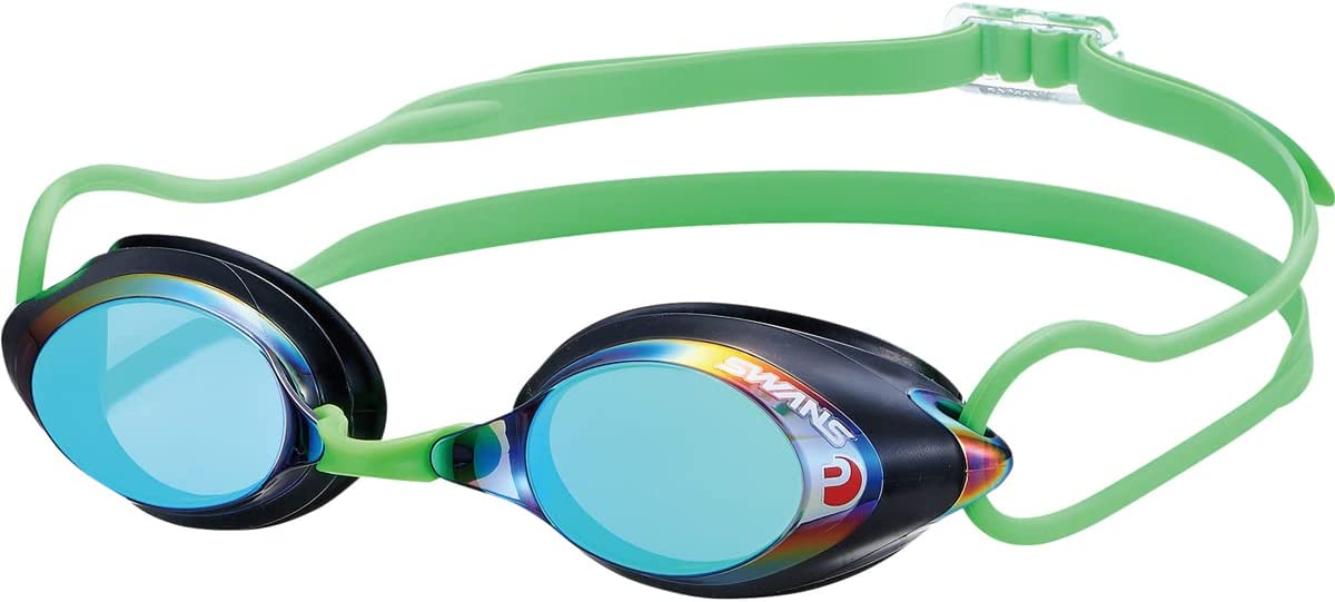 Swans SRX-M PAF EMSK Fina Approved Adult Racing Mirror Swim Goggles, Smoke/Emerald