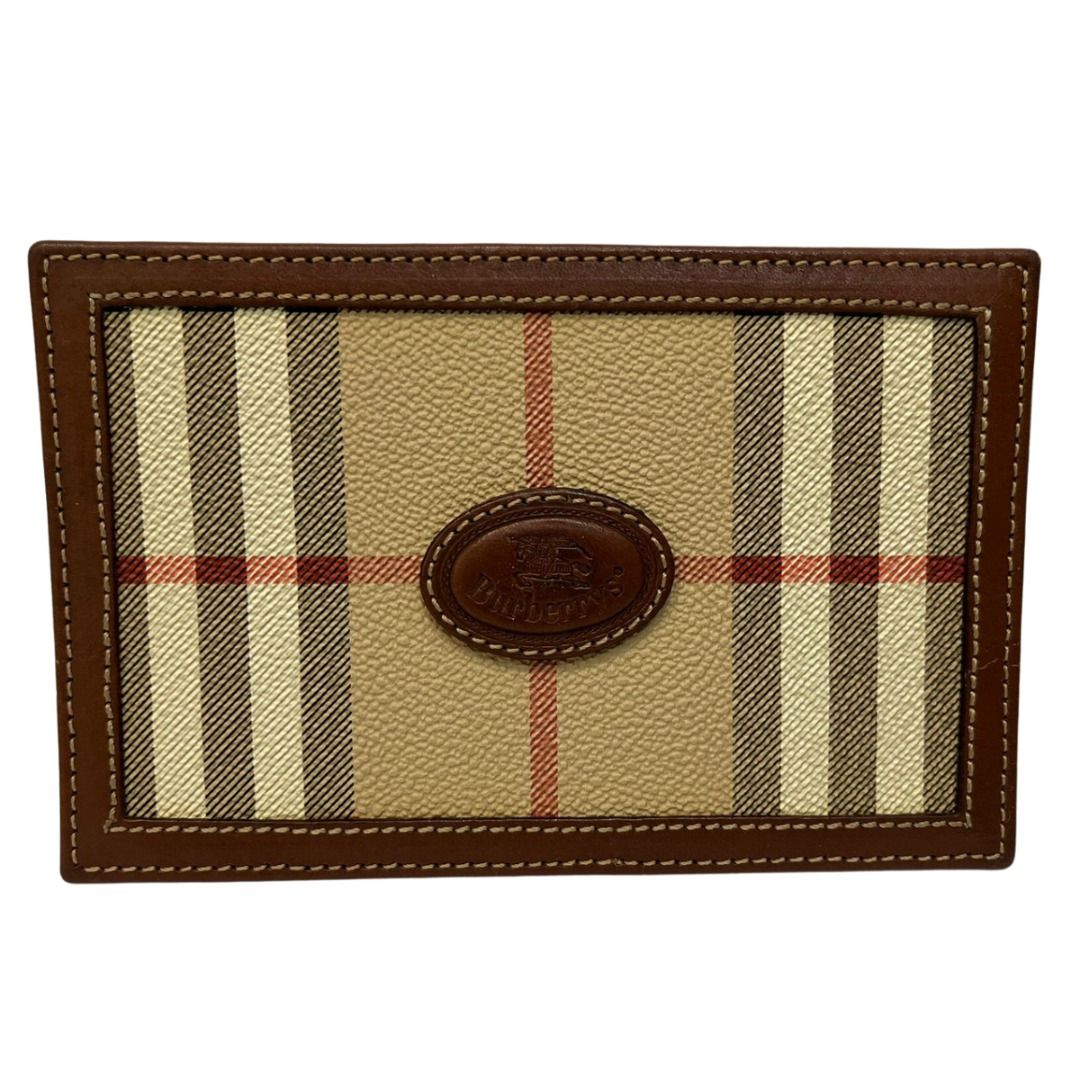Burberry Notepad Beige Check Coated Canvas & Brown Leather