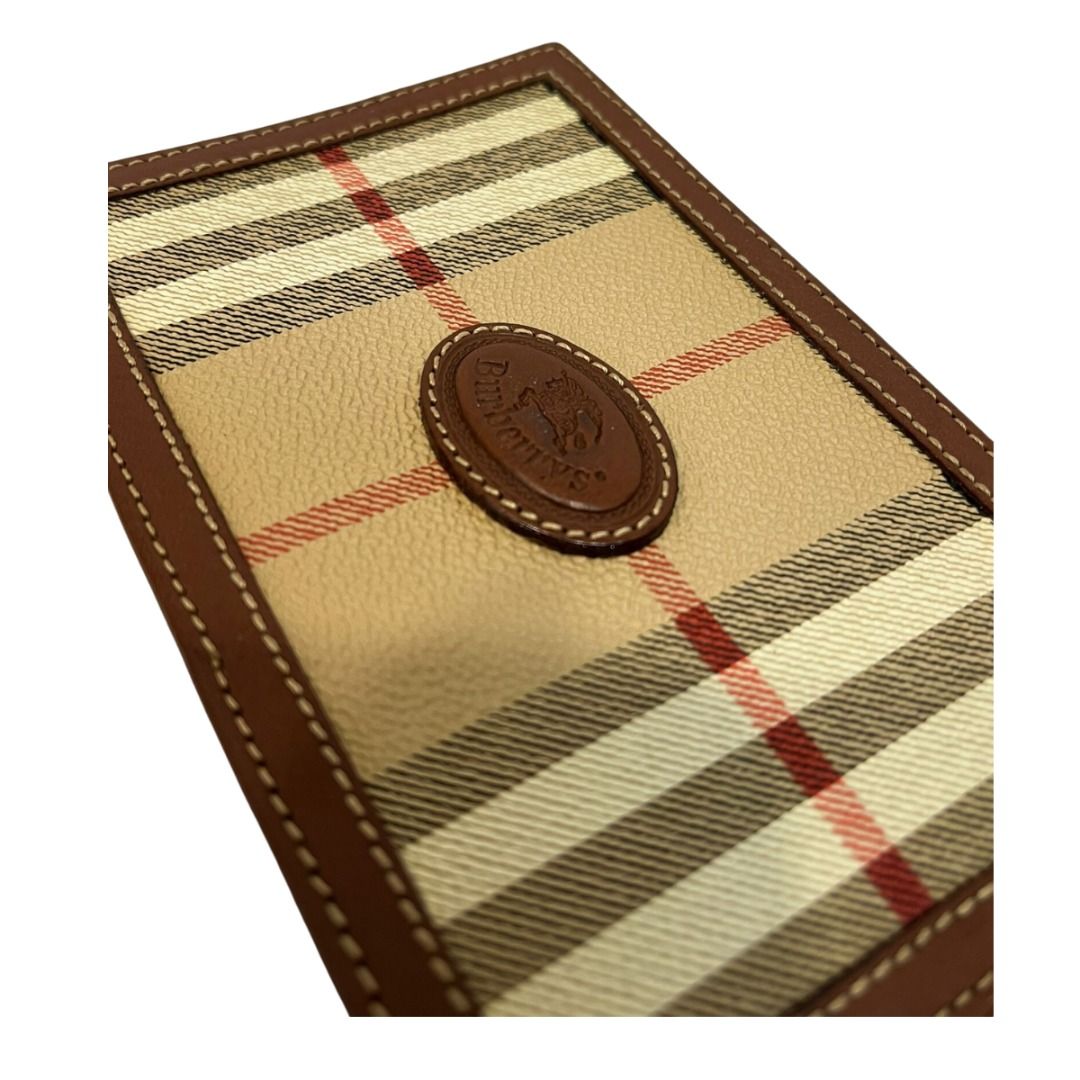 Burberry Notepad Beige Check Coated Canvas & Brown Leather
