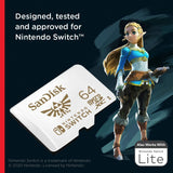 SanDisk SDSQXAT-064G-GNCZN Nintendo Official Licensed 64GB microSDXC UHS-I U3 (Up to 100MB/s Read, 60MB/s Write) Memory Card for Nintendo Switch, White