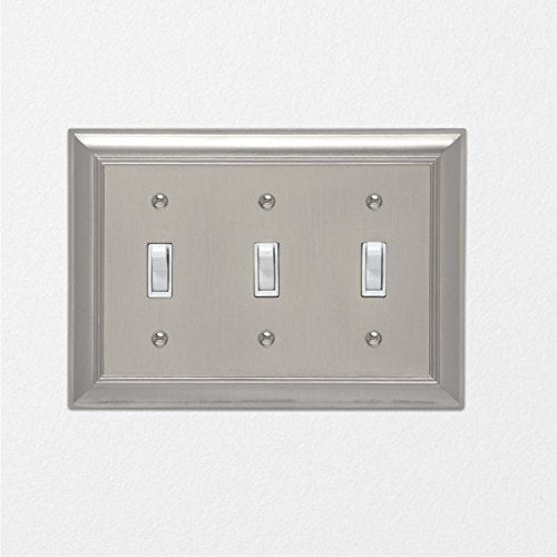 Amazon Basics Triple Toggle Light Switch Wall Plate Satin Nickel 1Pack
