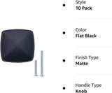 AmazonBasics Traditional Square Cabinet Knob 1.25inch Diameter Flat Black 10Pack