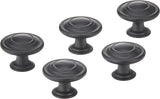 Amazon Basics Traditional Top Ring Cabinet Knob 1.25-inch Diameter Flat Black 25-Pack