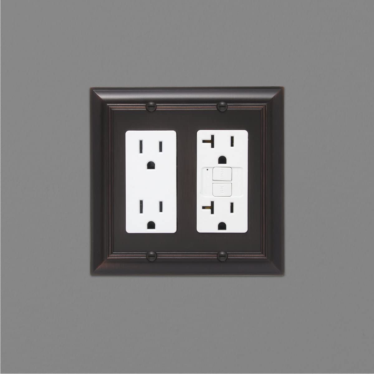 AmazonBasics Double Gang Wall Plate Oil Rubbed Bronze 2Pack