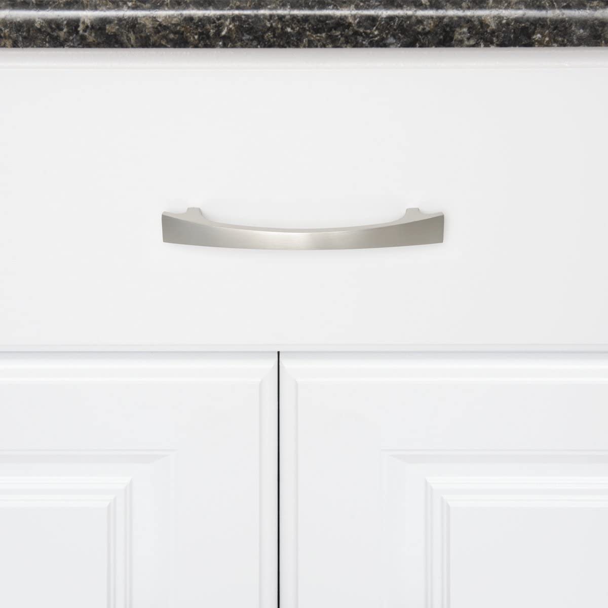 Amazon Basics Thick Modern Curved Cabinet Handle  6.5-inch Length Satin Nickel 10-Pack