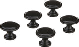 AmazonBasics Button Mushroom Cabinet Knob 1.25in Diameter Flat Black 25Pack