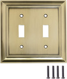 AmazonBasics Double Toggle Wall Plate Antique Brass 2Pack