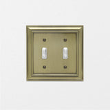 AmazonBasics Double Toggle Wall Plate Antique Brass 2Pack