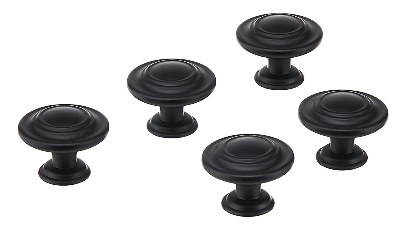 AmazonBasics Modern Top Ring Cabinet Knob 1.16in Diameter Flat Black 25Pack