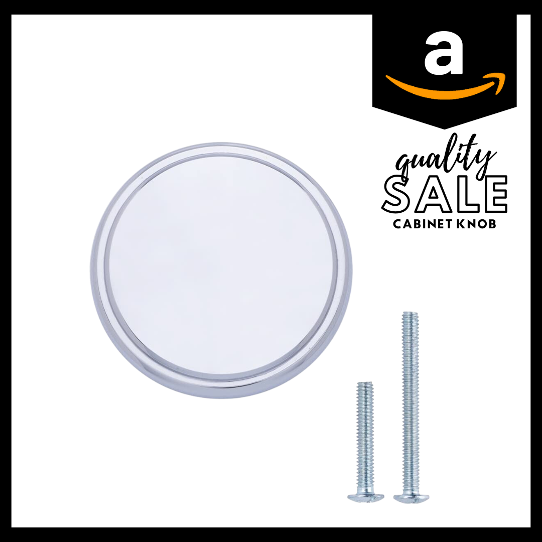 Amazon Basics Modern Wide Top Ring Cabinet Knob, Polished Chrome 10-Pack