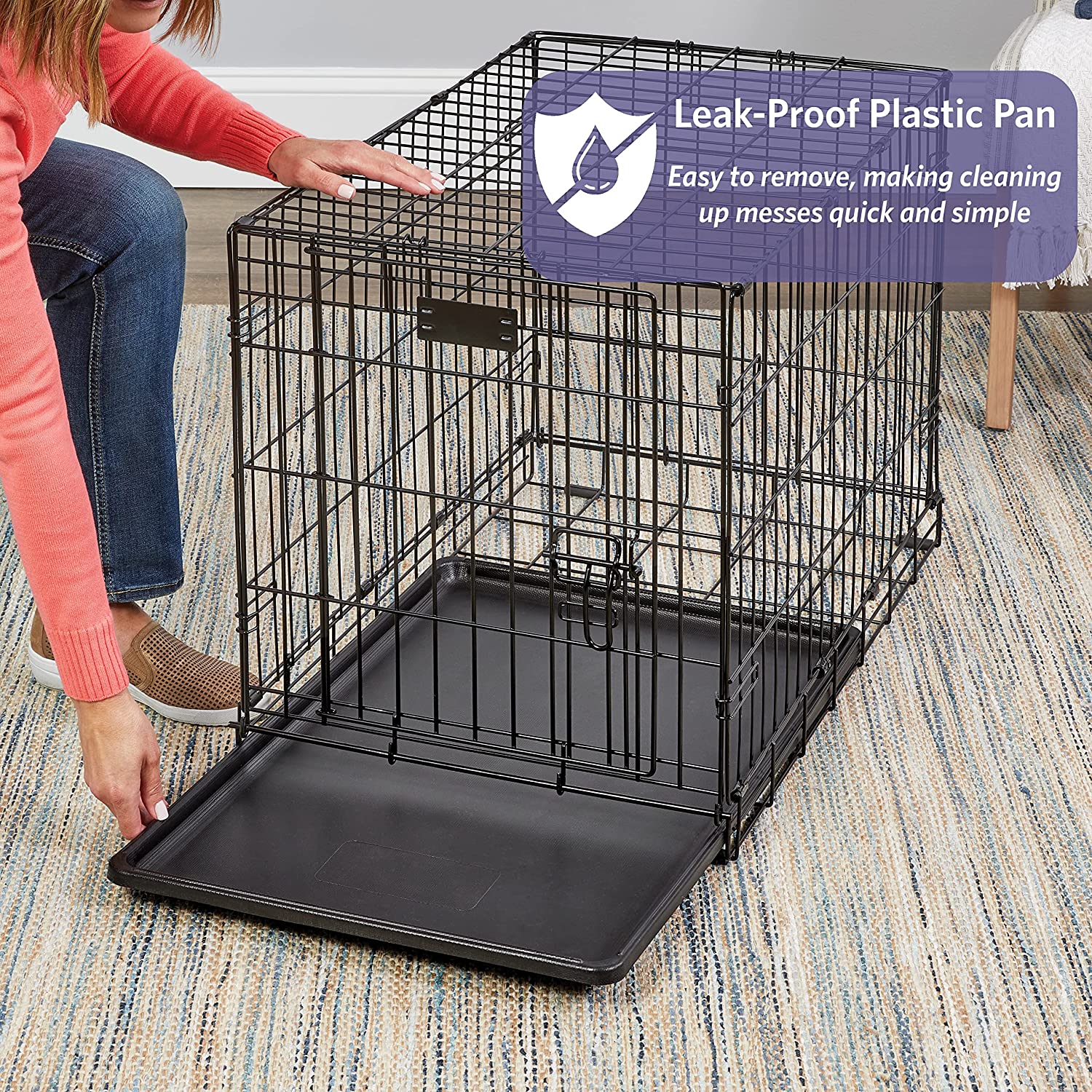 MidWest iCrate 42in Folding Metal Dog Crate With Divider Panel For Large Dog