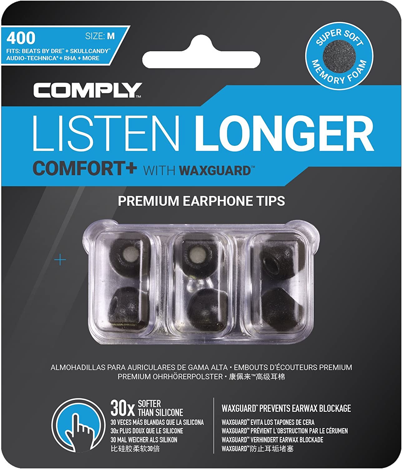 Comply 294011111 Comfort Plus Premium Memory Foam Earphone Tips Black Small 3 Pairs