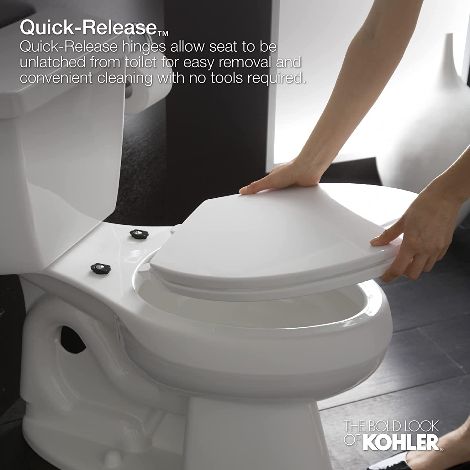KOHLER K46360 Cachet Quiet Close Toilet Seat White Elongated